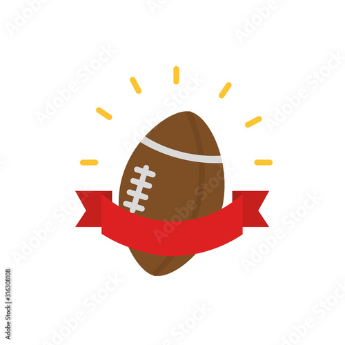 American football ball and ribbon vector design