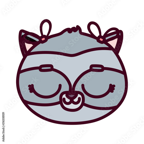 cute animal face female raccoon cartoon character