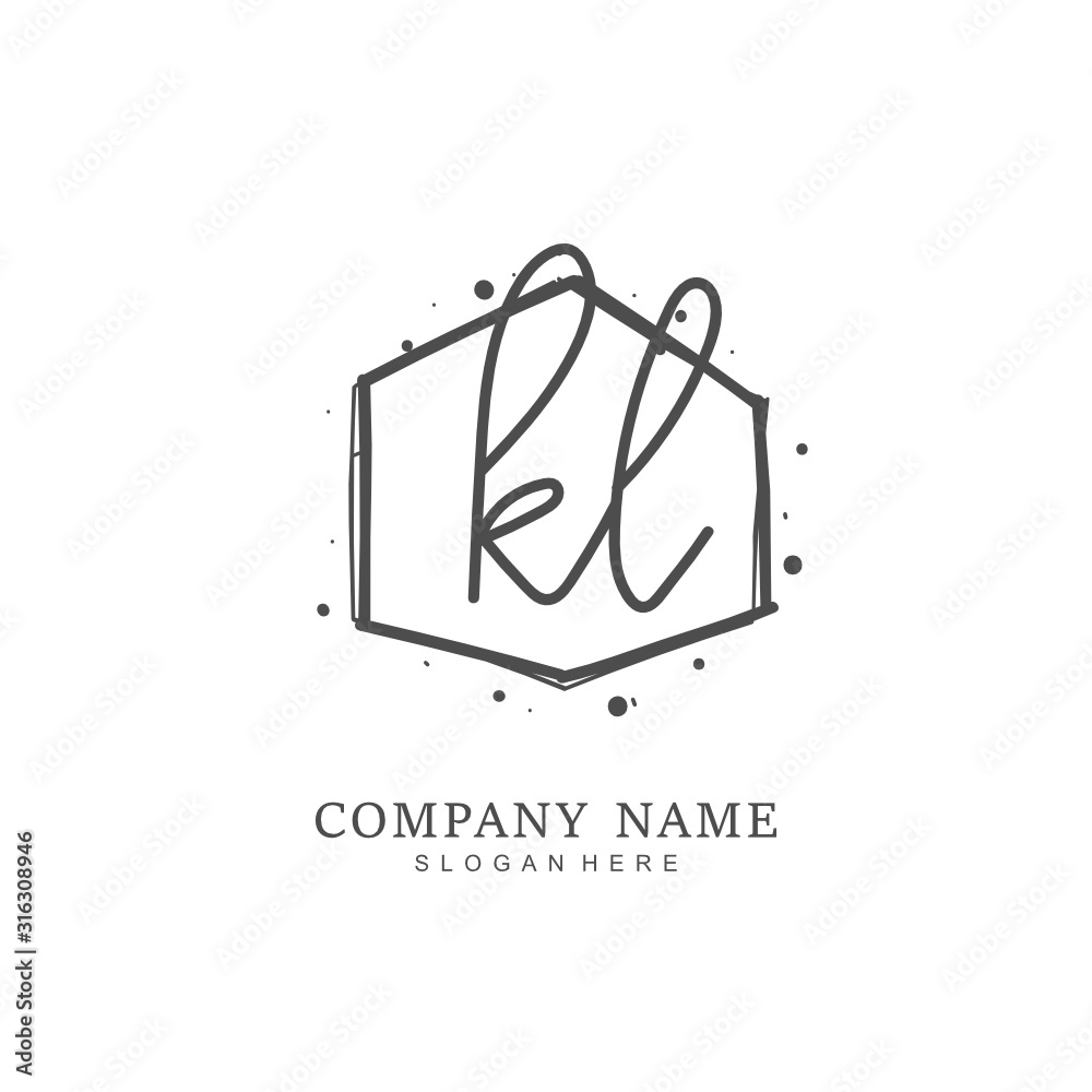 Handwritten initial letter K L KL for identity and logo. Vector logo template with handwriting and signature style. Handwritten initial letter K L KL for identity and logo. Vector logo template with handwriting and signature style.