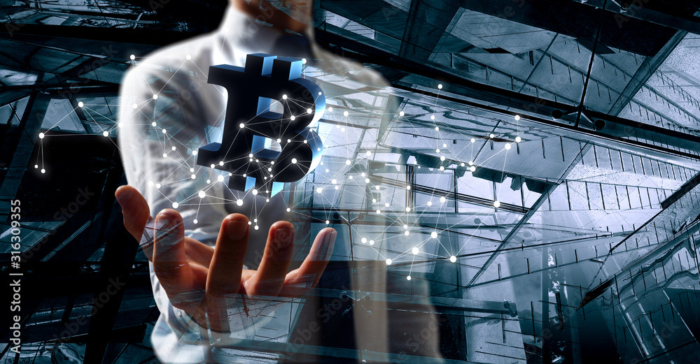 Fototapeta premium Crypto currency market . Mixed media