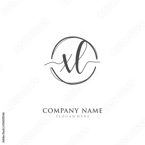 Handwritten initial letter X L XL for identity and logo. Vector logo template with handwriting and signature style.
