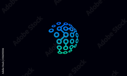 Abstract Development of artificial intelligence sign. Innovative high tech logo template. Smart computer. machine learning. Cognitive - vector
