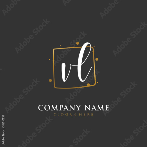 Handwritten initial letter V L VL for identity and logo. Vector logo template with handwriting and signature style.