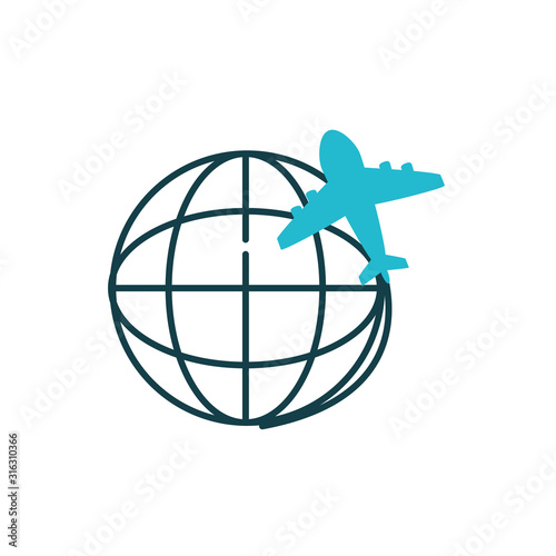 Isolated airplane and global sphere vector design