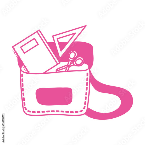 schoolbag with supplies isolated icons