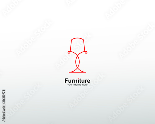 abstract furniture logo, with art lines. modern templates. for company and graphic design. logo icon of chair, lamp, table, wardrobe.