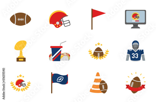 American football icon set vector design photo