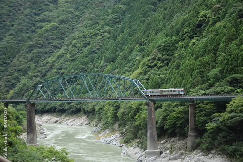 第二吉野川橋梁を渡る普通列車