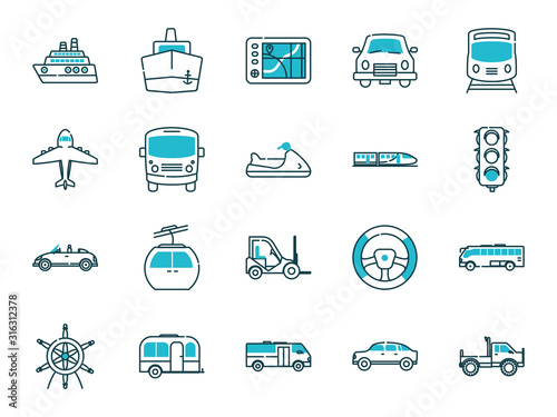 Isolated vehicles icon set vector design