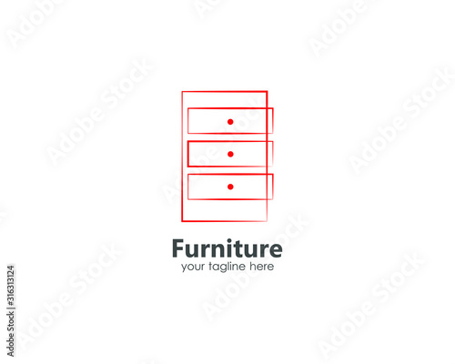 abstract furniture logo, with art lines. modern templates. for company and graphic design. logo icon of chair, lamp, table, wardrobe.