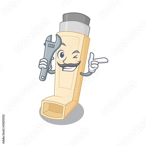 Smart Mechanic asthma inhaler cartoon character design