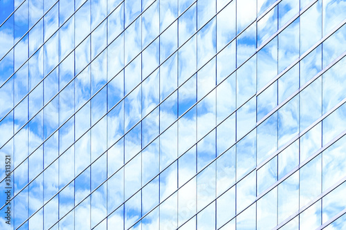 miror wall reflection blue sky, background