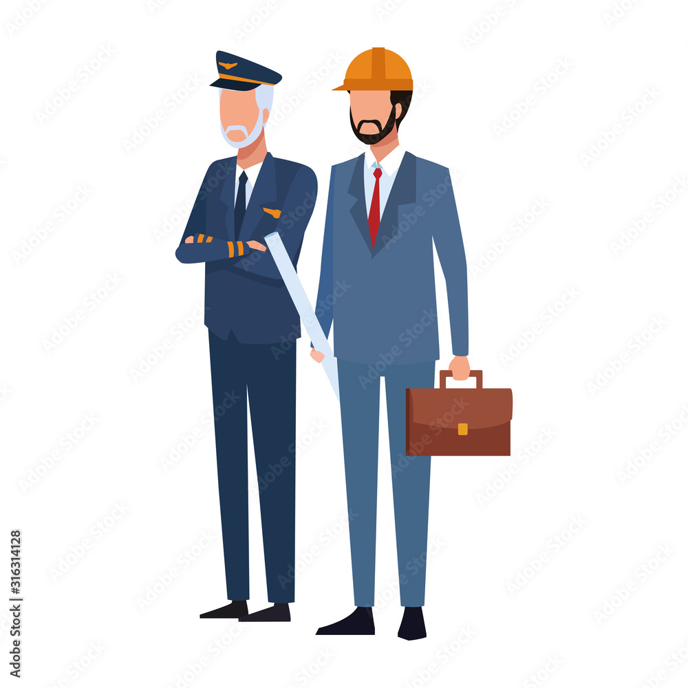 avatar pilot and businessman standing icon