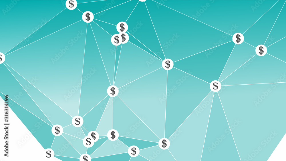 Digital money transfer, dollar connections vector concept Digital money transfer, dollar connections vector concept