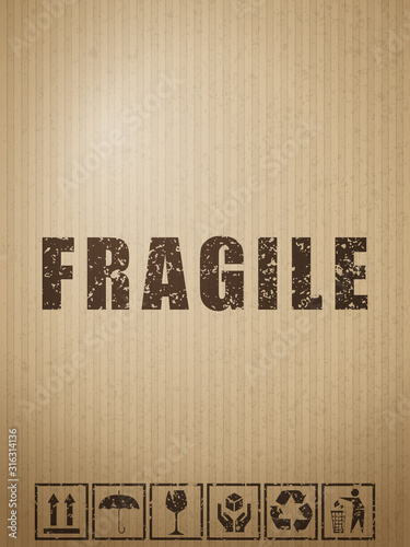 Cardboard fragile symbols