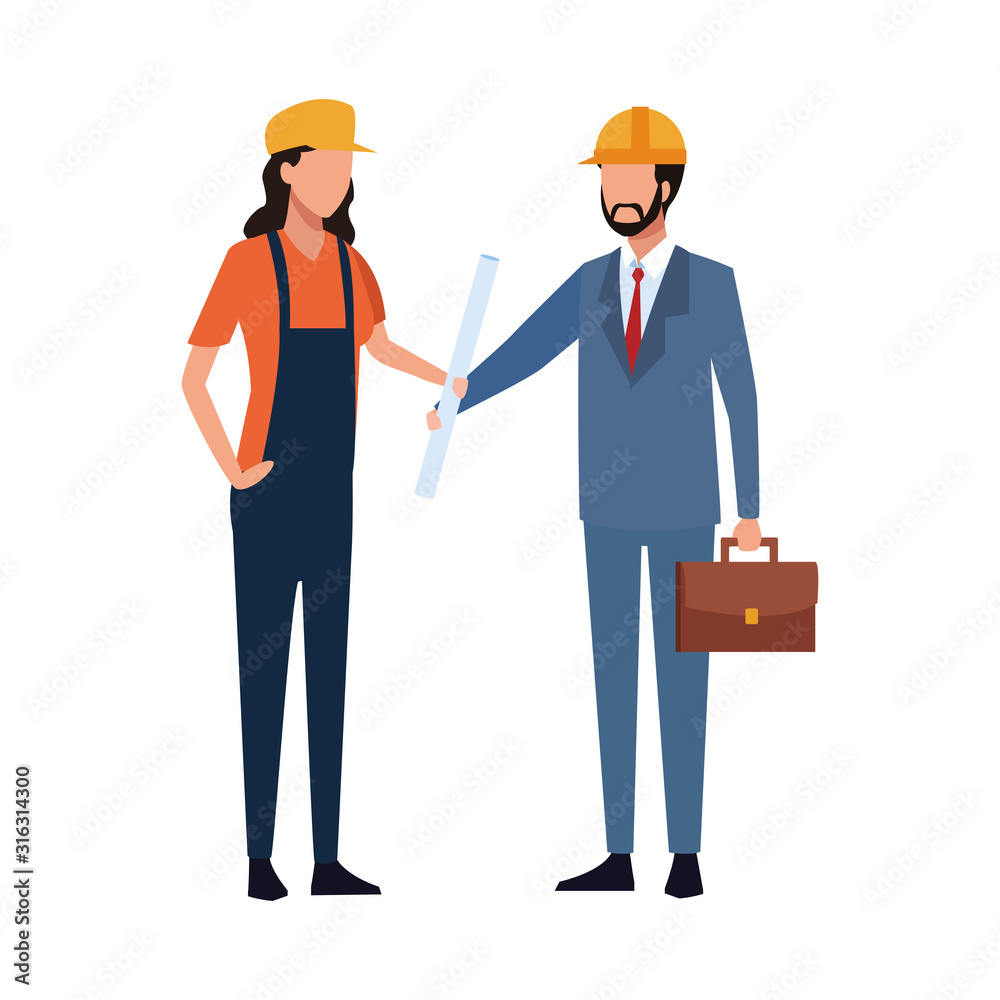 avatar builder woman and businessman standing, colorful design avatar builder woman and businessman standing, colorful design