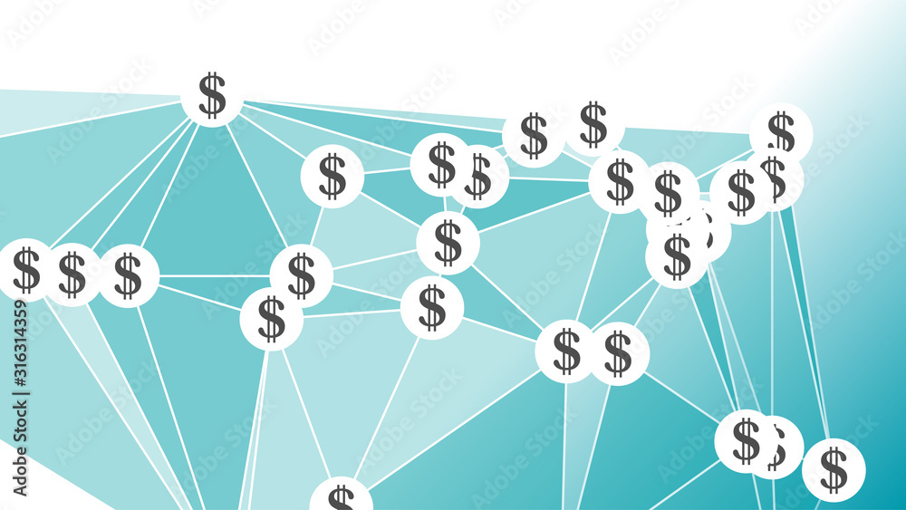 Connected digital business, dollar sign and triangular shapes vector illustration Connected digital business, dollar sign and triangular shapes vector illustration