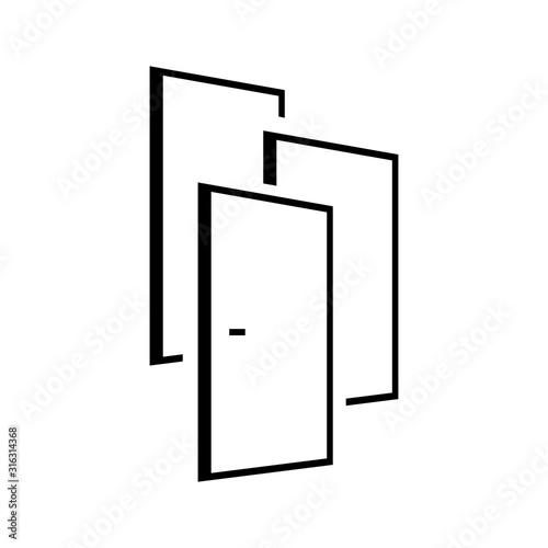 3 doors logo vector design overlapping door means many choices and oportunity concept Template