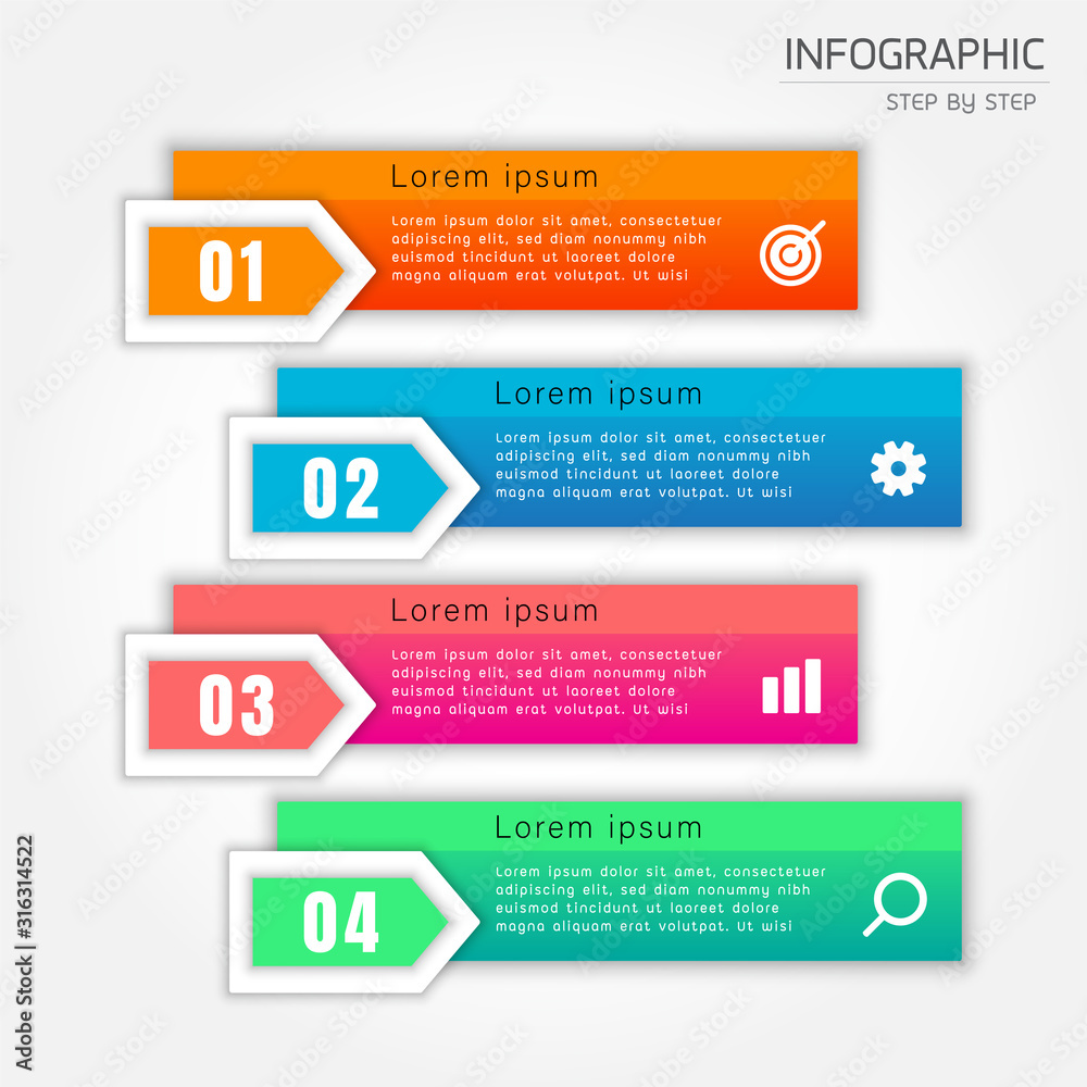 4 steps process graphic elements Creative busines visualization. Stock Vector | Adobe Stock