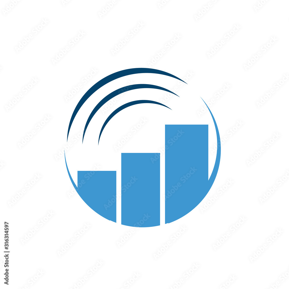 chart and wifi symbol for business application logo design vector graphic concept chart and wifi symbol for business application logo design vector graphic concept