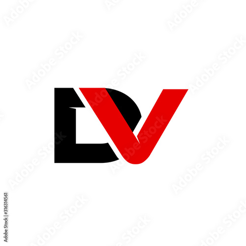 red black bold initial D V Letter DV logo design vector graphic concept