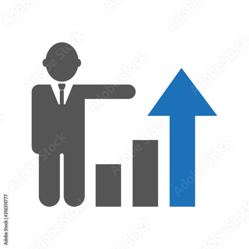 Business growth, progress or success concept. Businessman is showing a growing. EPS 10