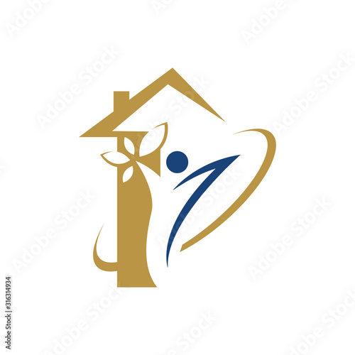 nursing home care logo design vector for elderly caring symbol graphic concept