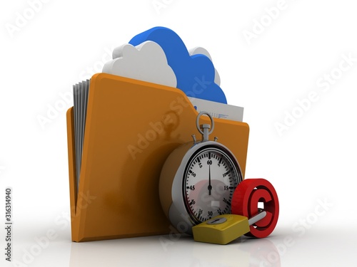 Photos 3d illustration copyright symbol lock concept with folder