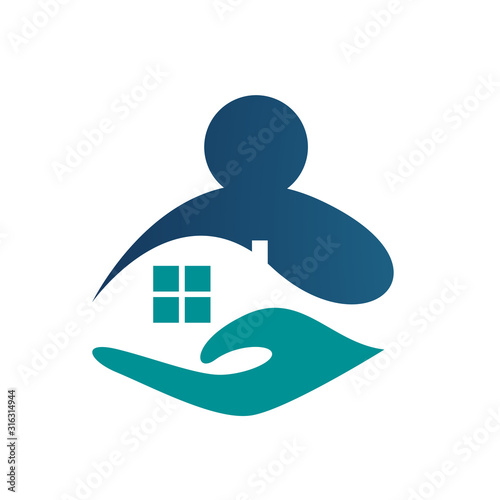 nursing home care logo design vector for elderly caring symbol graphic concept