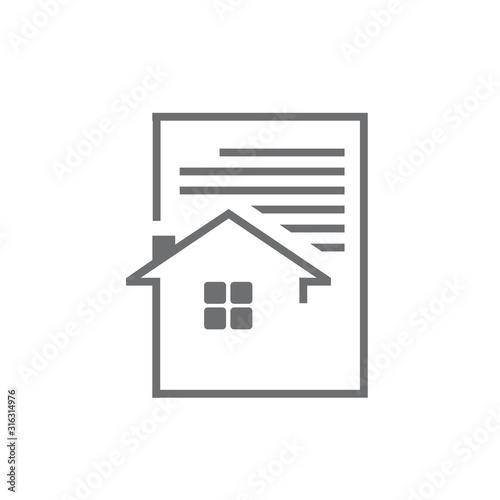 home house report logo design with property and paper symbol icon vector