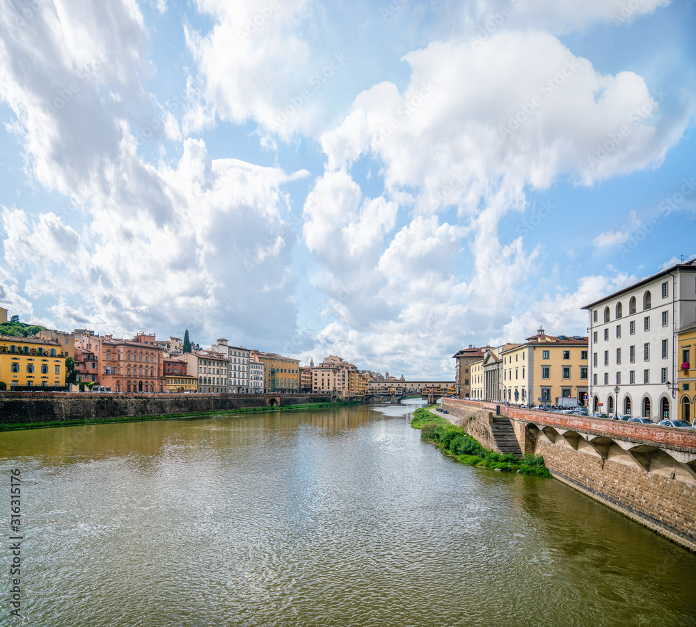 River Arno in Florence. View from Ponte alle Grazie bridge