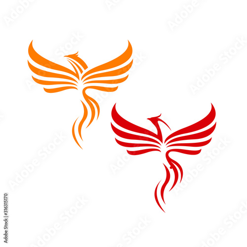 fire bird phoenix logo design vector illustrations graphic