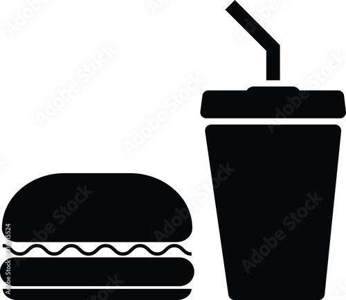 easy to use and editable illustration vector icon of burger with cold drink easy to use and edit