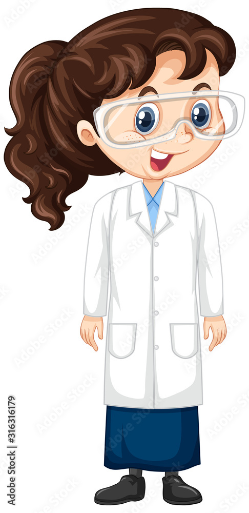 Girl in science gown on isolated background Girl in science gown on isolated background