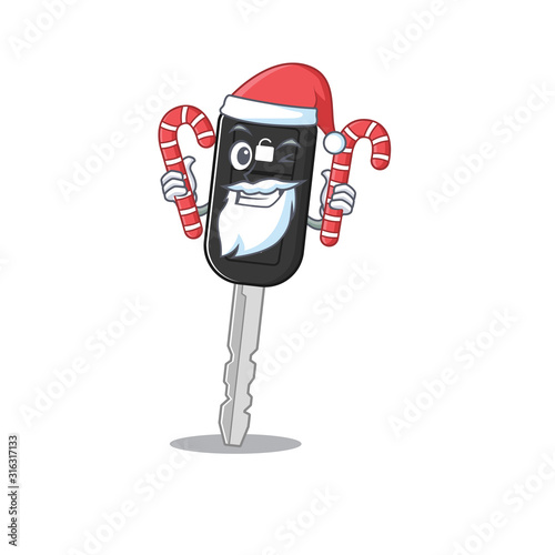 Car key Cartoon character in Santa costume with candy