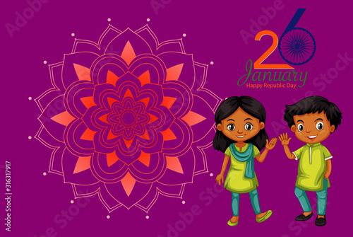 Public holiday poster design with happy kids