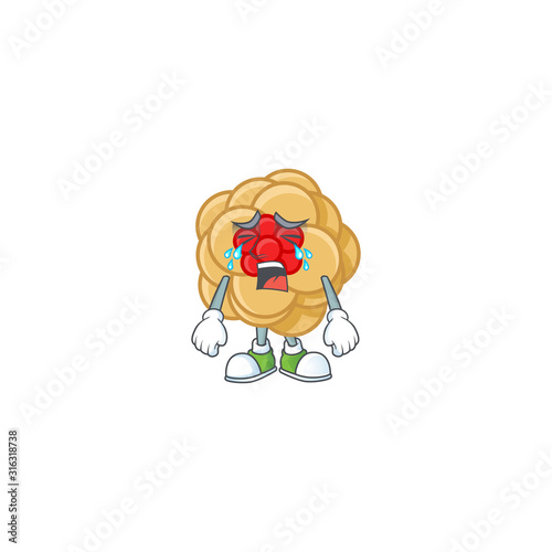 Sad of chinese gold flower cartoon mascot style