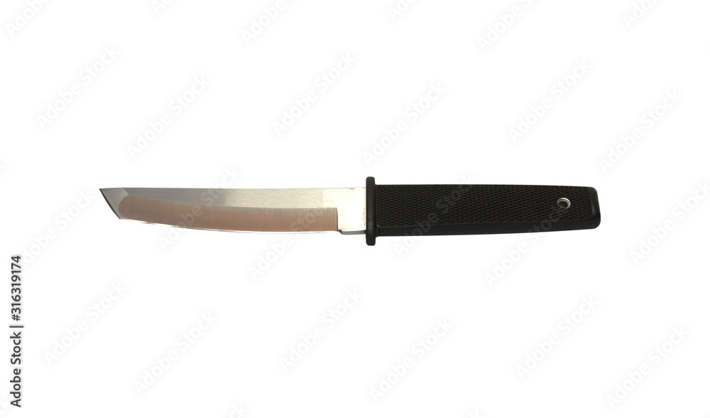 knife with a black handle Isolated on white background. knife with a black handle Isolated on white background.