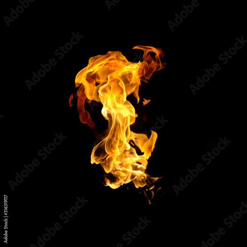 Fire flames on black background. © jamroenjaiman