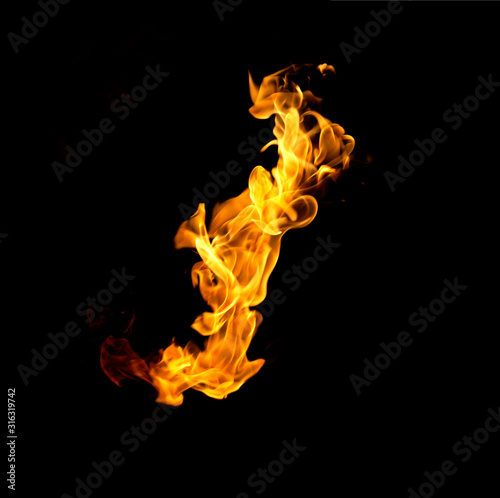 Fire on a black background