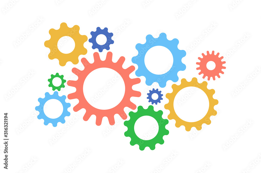 Cute gears cartoon color on white background Cute gears cartoon color on white background