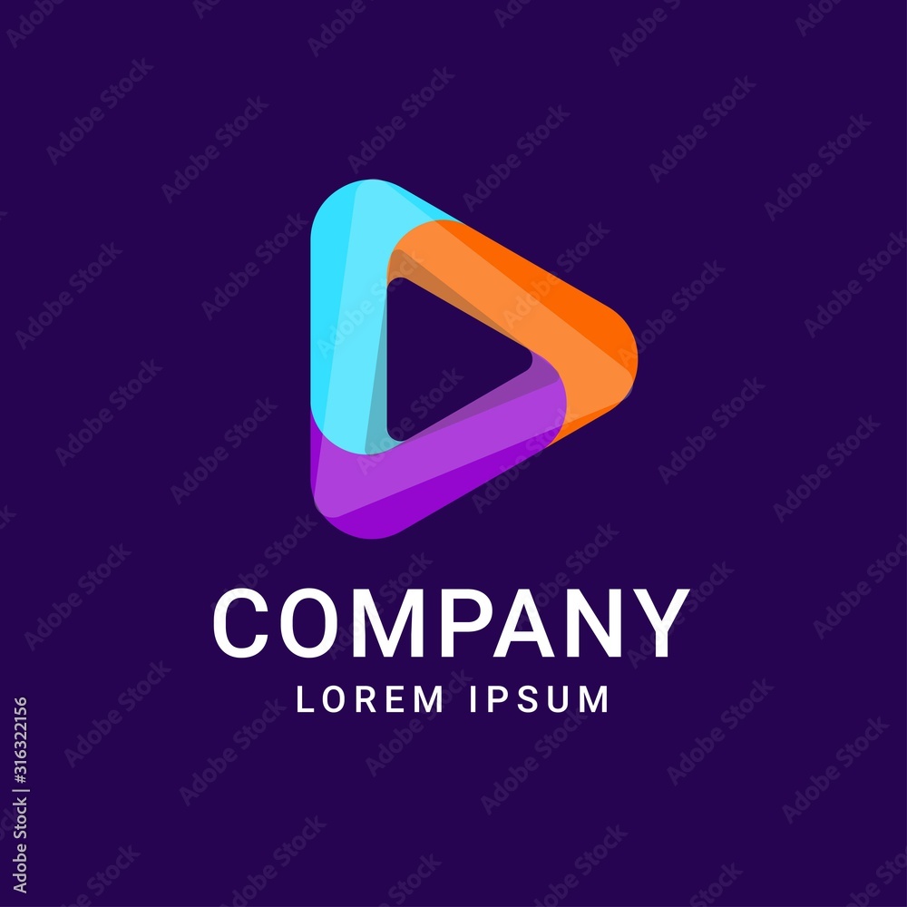 Play Media Button Arrow Symbol Logo Template. Material design, origami flat style. Play Media Button Arrow Symbol Logo Template. Material design, origami flat style.