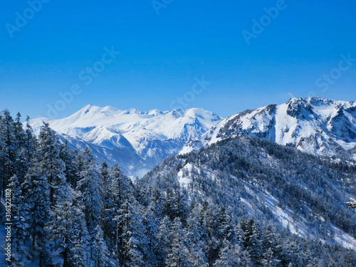 雪山 北アルプス 西穂高岳 青空 風景 