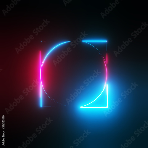 Neon light circle and square frames