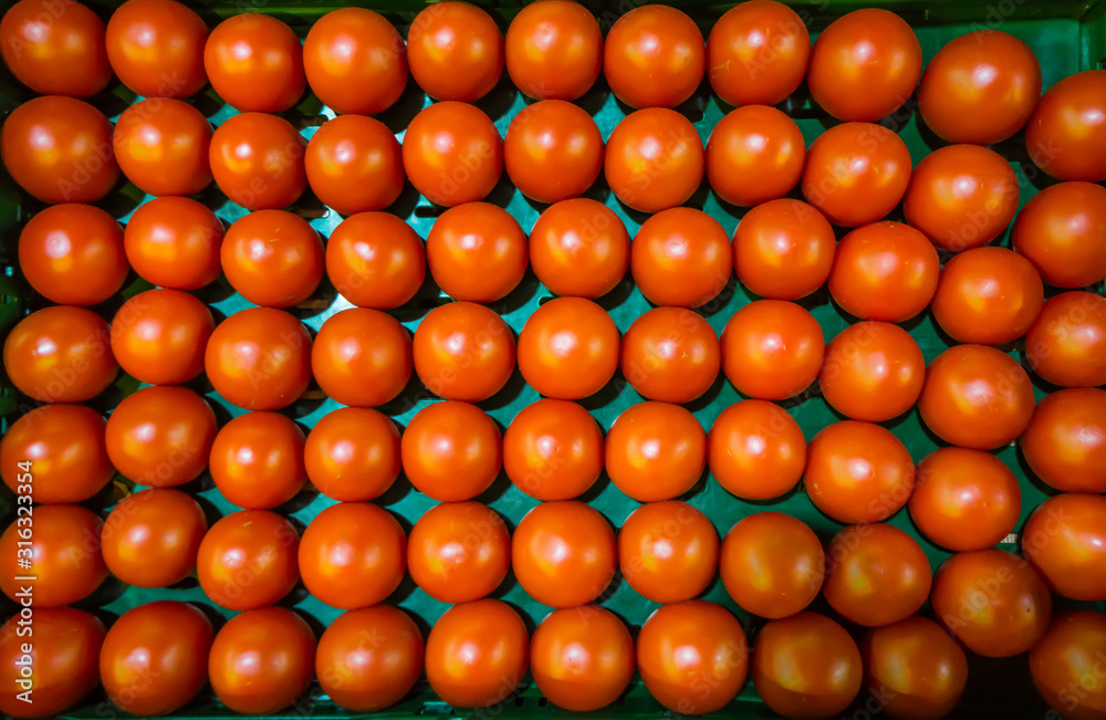 vegetables at farmers market tomato box