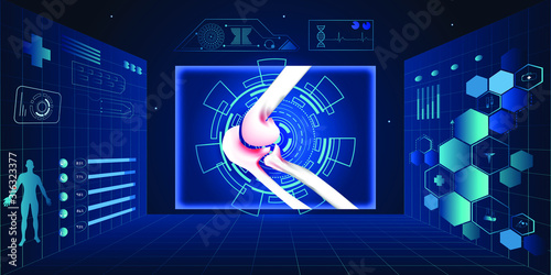 Molecular structure elbow injury background. Abstract traumatology and orthopedics with molecule DNA. Medical, science and technology, hospital for body joints, anatomy concept. Vector illustration