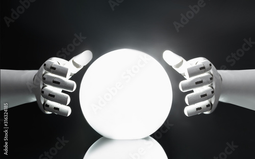 Robot Predicting Future With Crystal Ball photo