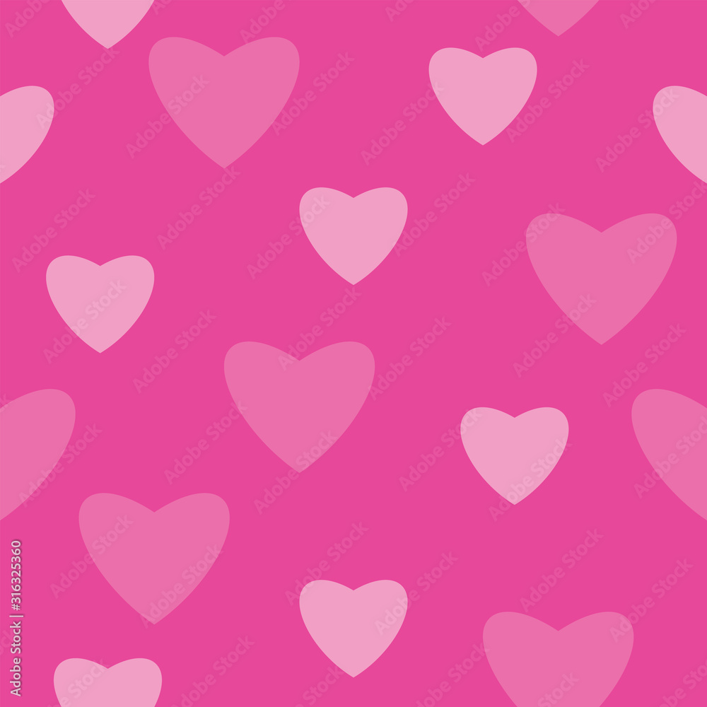 Cute pink heart seamless pattern background, vector illustration.