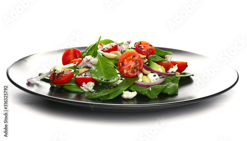 Wallpaper Mural Plate with fresh salad on white background Torontodigital.ca