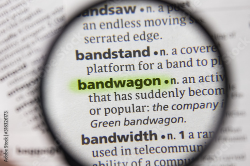 The word or phrase bandwagon in a dictionary.